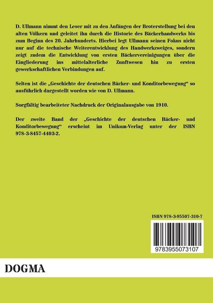 Produktbild: Geschichte der deutschen B&auml;cker- und Konditorbewegung, Erster Band