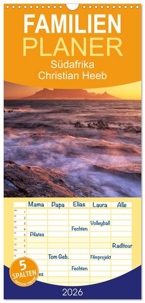 Produktbild: Familienplaner 2026 - S&uuml;dafrika Christian Heeb mit 5 Spalten (Wandkalender, 21 x 45 cm) CALVENDO