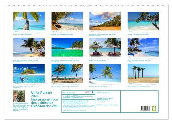 Produktbild: Unter Palmen 2026. Impressionen von den sch&ouml;nsten Str&auml;nden der Welt (Wandkalender 2026 DIN A2 quer), CALVENDO Monatskalender