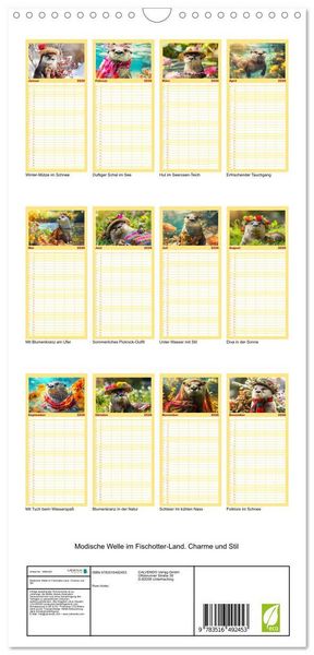 Produktbild: Familienplaner 2026 - Modische Welle im Fischotter-Land. Charme und Stil mit 5 Spalten (Wandkalender, 21 x 45 cm) CALVENDO