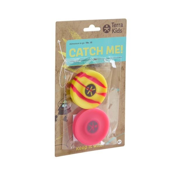 Produktbild: HABA 2013659001 - Terra Kids, Catch Me! Pocket-Frisbee/Mini-Frisbee, pink/gelb, 2er-Set, Adventure to go/No.12