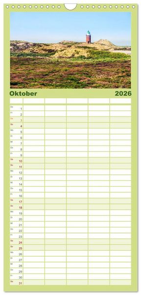 Produktbild: Familienplaner 2026 - SYLT D&uuml;nenwege mit 5 Spalten (Wandkalender, 21 x 45 cm) CALVENDO