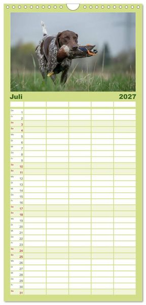 Produktbild: Familienplaner 2027 - Jagdhunde bei der Arbeit mit 5 Spalten (Wandkalender, 21 x 45 cm) CALVENDO