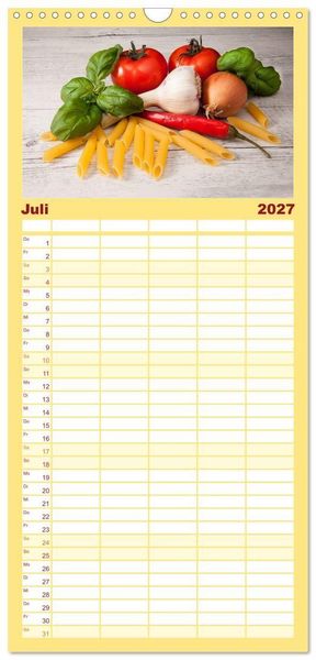 Produktbild: Familienplaner 2027 - Kulinarische Kompositionen mit 5 Spalten (Wandkalender, 21 x 45 cm) CALVENDO