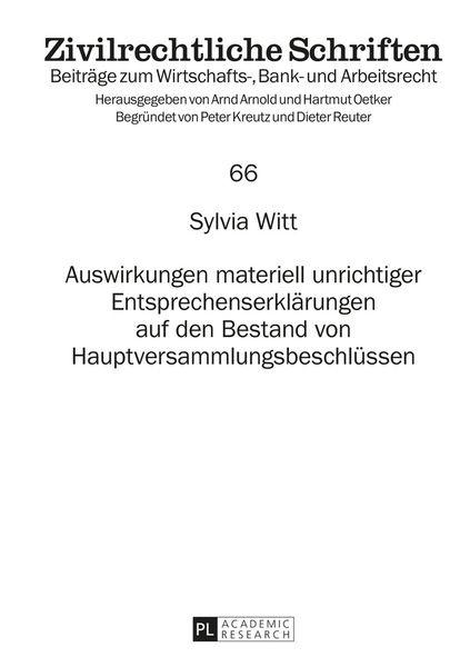Produktbild: Auswirkungen materiell unrichtiger Entsprechenserkl&auml;rungen auf den Bestand von Hauptversammlungsbeschl&uuml;ssen