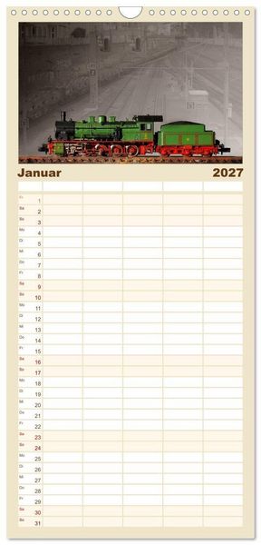 Produktbild: Familienplaner 2027 - Dampflokomotiven in Spur N mit 5 Spalten (Wandkalender, 21 x 45 cm) CALVENDO