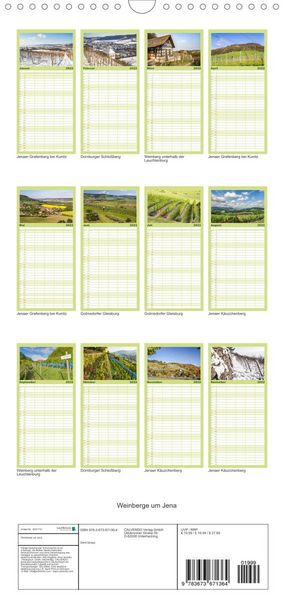 Produktbild: Familienplaner Weinberge um Jena (Wandkalender 2022 , 21 cm x 45 cm, hoch)