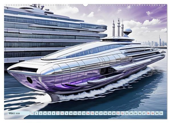 Produktbild: Wogen der Zukunft - Futuristische Jachten (hochwertiger Premium Wandkalender 2026 DIN A2 quer), Kunstdruck in Hochglanz