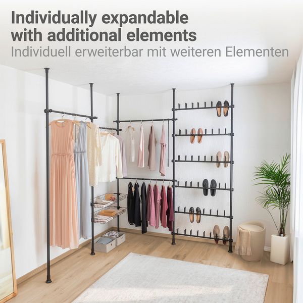 Produktbild: Kleiderstange Mod. Herkules Schwarz, 2er Set, waagerechte Erg&auml;nzungs-Stange
