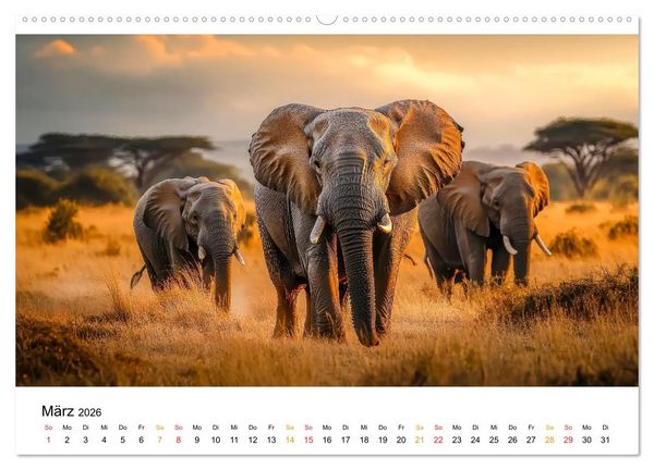 Produktbild: Elefanten - Riesen der Wildnis (Wandkalender 2026 DIN A2 quer), CALVENDO Monatskalender