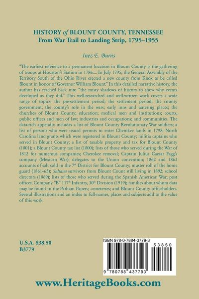Produktbild: History of Blount County, Tennessee, From War Trail to Landing Strip, 1795-1955