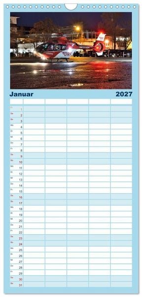 Produktbild: Familienplaner 2027 - Die beeindruckende Welt der Hubschrauber mit 5 Spalten (Wandkalender, 21 x 45 cm) CALVENDO