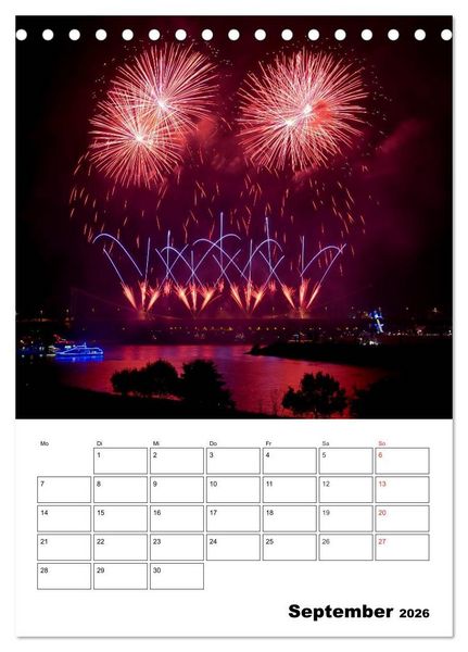 Produktbild: Feuerwerke Terminplaner (Tischkalender 2026 DIN A5 hoch), CALVENDO Monatskalender