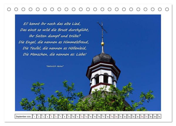Produktbild: D&uuml;sseldorfer Ansichten mit Zitaten von Heinrich Heine (Tischkalender 2026 DIN A5 quer), CALVENDO Monatskalender
