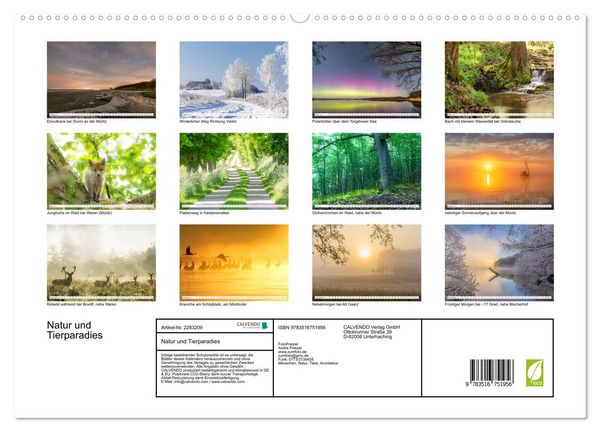 Produktbild: Natur und Tierparadies (hochwertiger Premium Wandkalender 2027 DIN A2 quer), Kunstdruck in Hochglanz