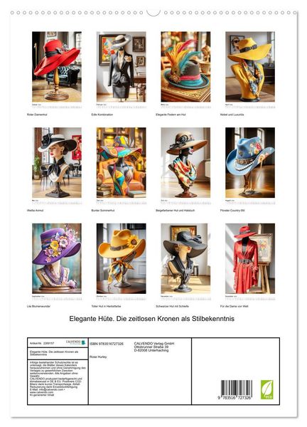 Produktbild: Elegante H&uuml;te. Die zeitlosen Kronen als Stilbekenntnis (hochwertiger Premium Wandkalender 2026 DIN A2 hoch), Kunstdruck in Hochglanz