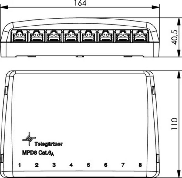 Produktbild: Teleg&auml;rtner 100006984 Verteiler CAT 6a Wei&szlig;