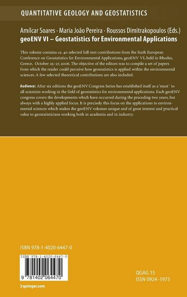 Produktbild: GeoENV VI &ndash; Geostatistics for Environmental Applications