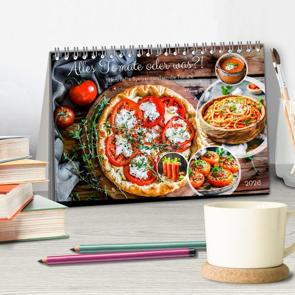 Produktbild: Alles Tomate oder was?! - Herzhafte Speisen rund um die Tomate (Tischkalender 2026 DIN A5 quer), CALVENDO Monatskalender