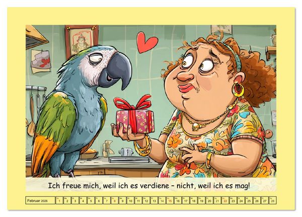 Produktbild: Witzige Cartoons und Spr&uuml;che. Das lustige Leben mit einem Vogel (hochwertiger Premium Wandkalender 2026 DIN A2 quer), Kunstdruck in Hochglanz