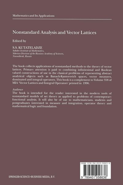 Produktbild: Nonstandard Analysis and Vector Lattices