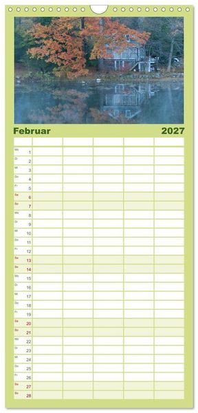 Produktbild: Familienplaner 2027 - Neu England, Indian Summer mit 5 Spalten (Wandkalender, 21 x 45 cm) CALVENDO