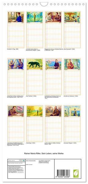 Produktbild: Familienplaner 2027 - Rainer Maria Rilke. Sein Leben, seine Werke mit 5 Spalten (Wandkalender, 21 x 45 cm) CALVENDO
