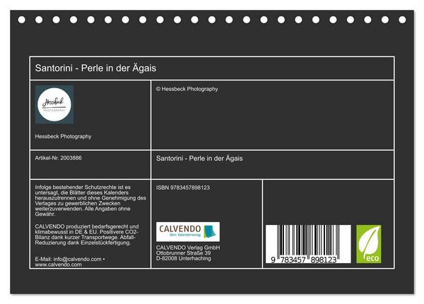 Produktbild: Santorini - Perle in der &Auml;gais (Tischkalender 2026 DIN A5 quer), CALVENDO Monatskalender