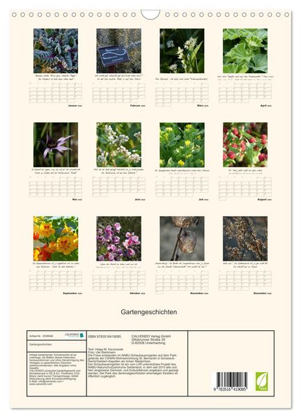 Produktbild: Gartengeschichten (Wandkalender 2026 DIN A3 hoch), CALVENDO Monatskalender