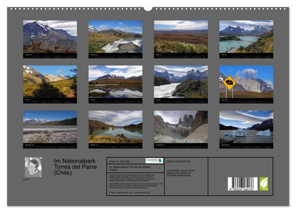 Produktbild: Im Nationalpark Torres del Paine (Chile) (hochwertiger Premium Wandkalender 2026 DIN A2 quer), Kunstdruck in Hochglanz