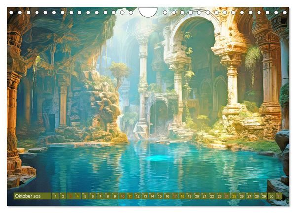 Produktbild: Ruinen versunkener Kulturen - Fantasiebilder (Wandkalender 2026 DIN A4 quer), CALVENDO Monatskalender