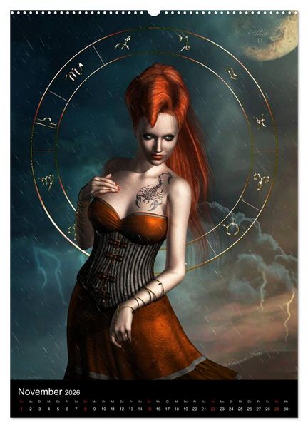 Produktbild: Unter Sternen geboren - Fantasy Tierkreis im Zeichen der Frau (Wandkalender 2026 DIN A2 hoch), CALVENDO Monatskalender