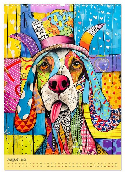 Produktbild: Pop-Art Hunde - Moderne, verr&uuml;ckte Hundeportr&auml;ts (hochwertiger Premium Wandkalender 2026 DIN A2 hoch), Kunstdruck in Hochglanz