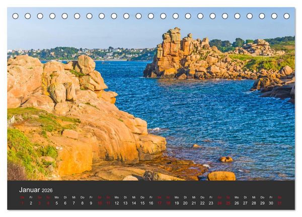 Produktbild: C&ocirc;te de Granit Rose - Ein K&uuml;stenbereich in der Bretagne (Tischkalender 2026 DIN A5 quer), CALVENDO Monatskalender