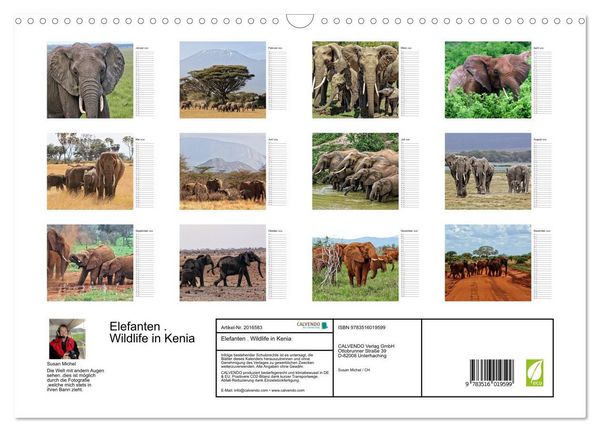 Produktbild: Elefanten . Wildlife in Kenia (Wandkalender 2026 DIN A3 quer), CALVENDO Monatskalender