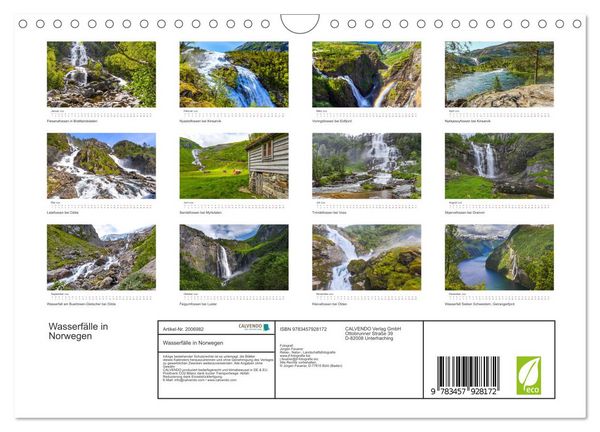 Produktbild: Wasserf&auml;lle in Norwegen (Wandkalender 2026 DIN A4 quer), CALVENDO Monatskalender