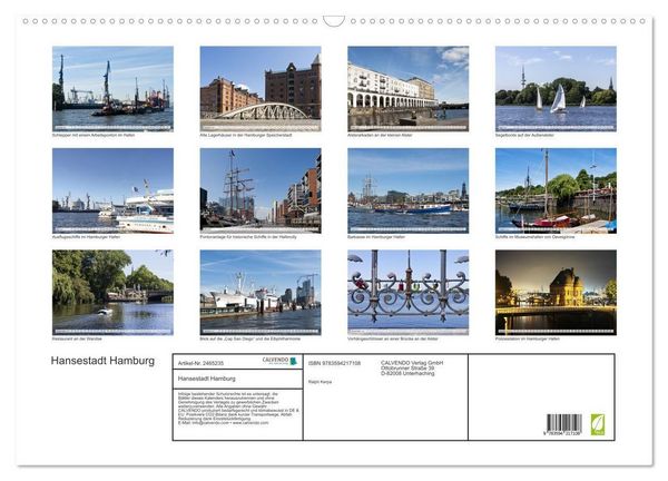 Produktbild: Hansestadt Hamburg (Wandkalender 2027 DIN A2 quer), CALVENDO Monatskalender