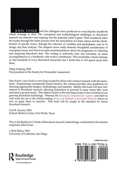 Produktbild: Issues and Methods in Rorschach Research