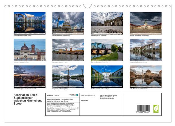 Produktbild: Faszination Berlin - Stadtansichten zwischen Himmel und Spree (Wandkalender 2026 DIN A3 quer), CALVENDO Monatskalender