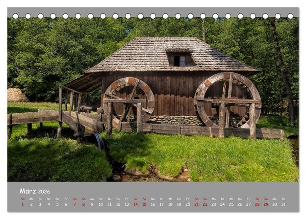 Produktbild: Historische M&uuml;hlen - R&auml;der und Fl&uuml;gel der Vergangenheit (Tischkalender 2026 DIN A5 quer), CALVENDO Monatskalender