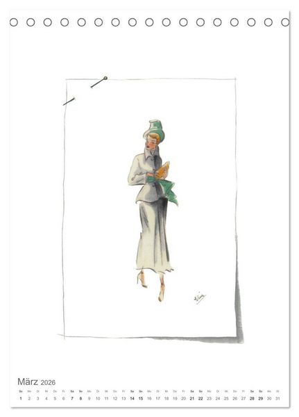 Produktbild: FIGURINEN 2026 - Fashion von 1949 - Originale von Elina Ruffinengo (Tischkalender 2026 DIN A5 hoch), CALVENDO Monatskalender