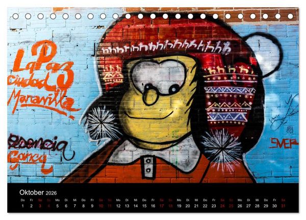 Produktbild: Graffiti und Street Art in La Paz (Tischkalender 2026 DIN A5 quer), CALVENDO Monatskalender