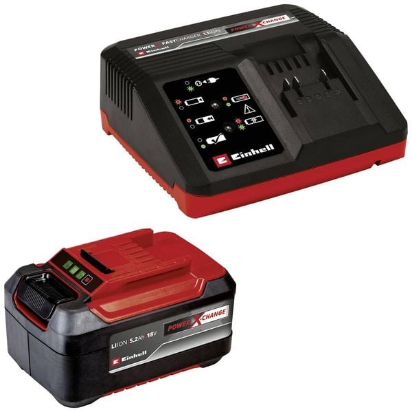 Einhell Power X-Change PXC-Starter-Kit 5,2Ah & 4A Fastcharger 4512114 Werkzeug-Akku und Ladegerät  18 V 5.2 Ah Li-Ion