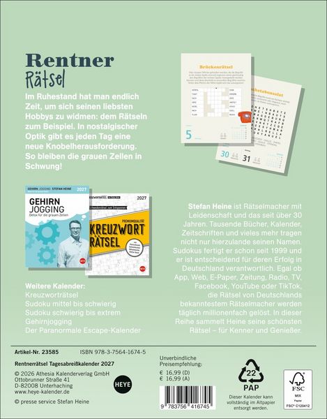 Produktbild: Stefan Heine Rentnerr&auml;tsel Tagesabrei&szlig;kalender 2027