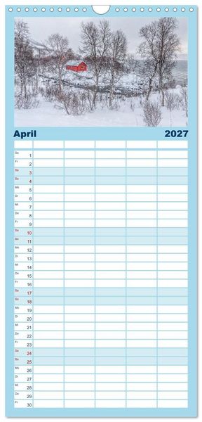 Produktbild: Familienplaner 2027 - Troms&oslash; in der Polarnacht mit 5 Spalten (Wandkalender, 21 x 45 cm) CALVENDO