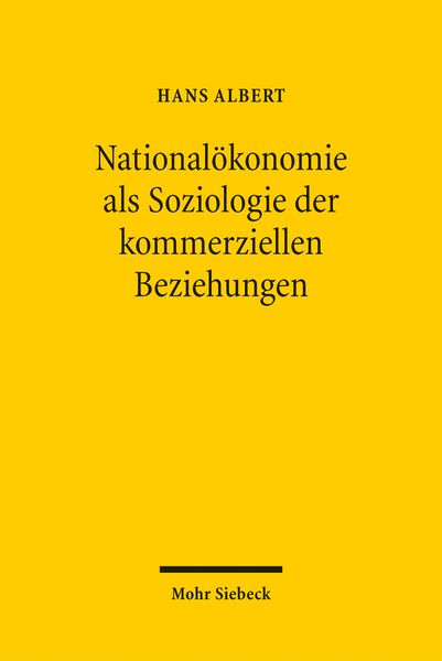 Produktbild: National&ouml;konomie als Soziologie der kommerziellen Beziehungen
