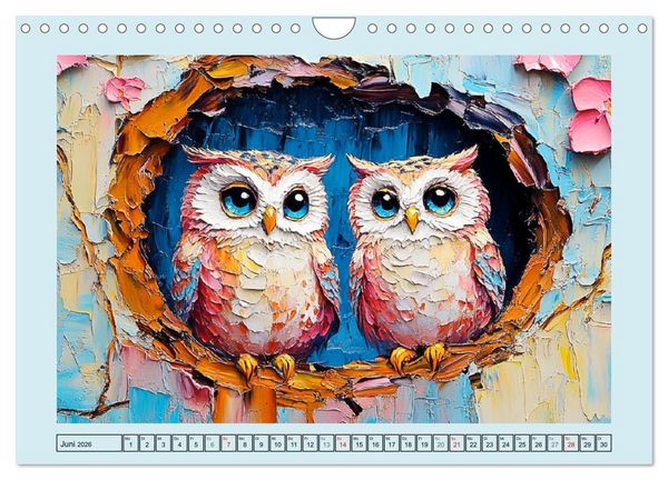Produktbild: Eulen. Entz&uuml;ckende Paintings (Wandkalender 2026 DIN A4 quer), CALVENDO Monatskalender