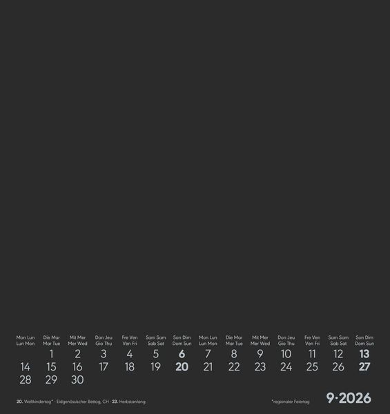 Produktbild: Kreativ-Kalender schwarz 2026 - 16x17 cm - Foto, Malen, Basteln - datiert - Kreativkalender - Foto-Kalender - Alpha Edition