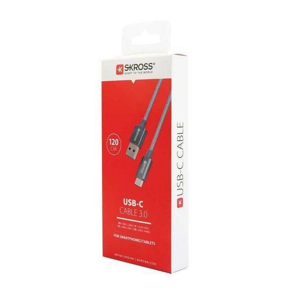 Produktbild: Skross USB-Kabel USB 3.2 Gen1 USB-A Stecker 1.20 m Spacegrau Rund, Flexibel, Stoff-Ummantelung SKCA0012A-C120CN
