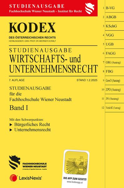 Produktbild: KODEX Wirtschafts- und Unternehmensrecht 2025 Band I - inkl. App